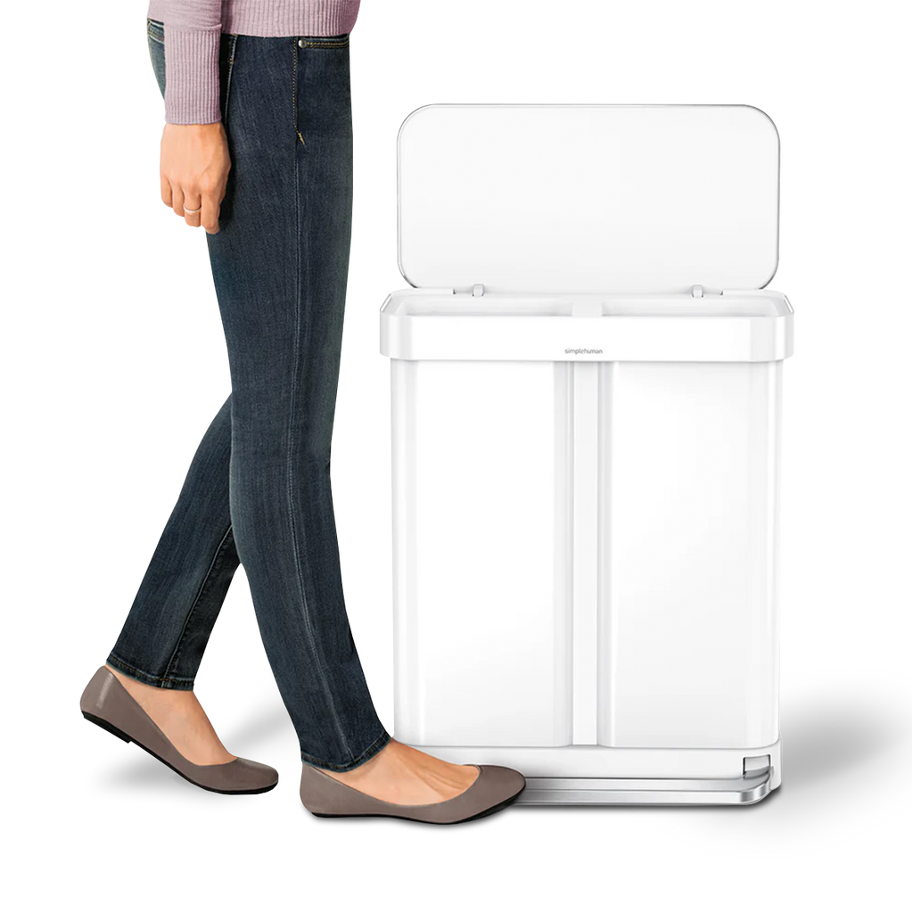 58L Dual Compartment Rectangular Step Can with Liner Pocket