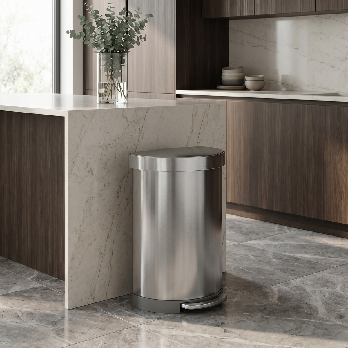 60L Semi-Round Step Can with Liner Rim